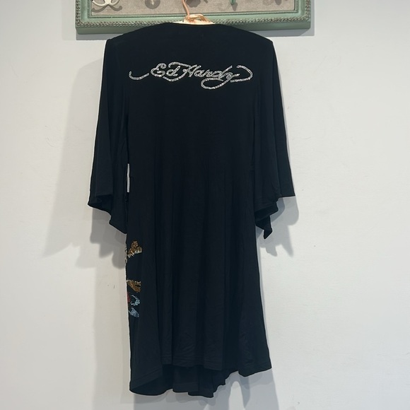 Brand new ed hardy Black Y2K Women's tunic Top with Heart Design size small - Picture 6 of 7